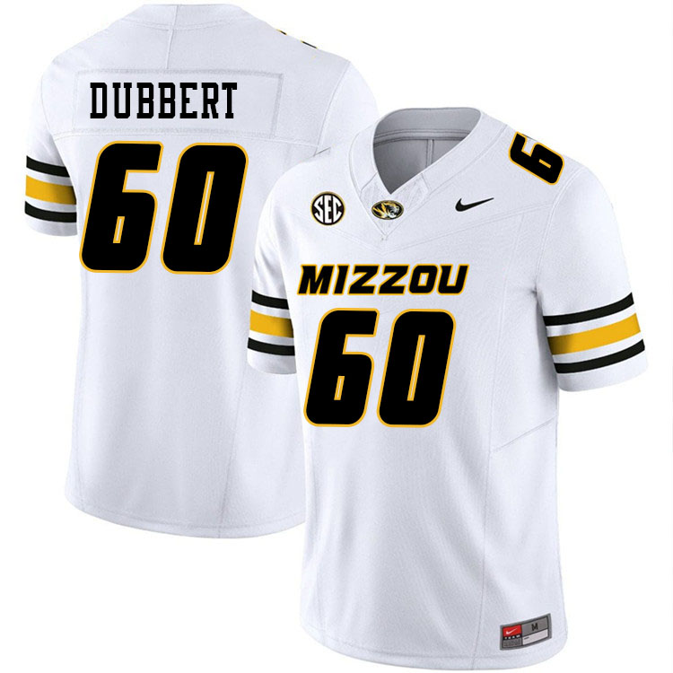 Men #60 Aidan Dubbert Missouri Tigers College Football Jerseys Stitched-White